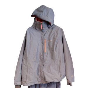 Columbia Women's 1X Omni-Heat Blue With Pink Velcro Zip-Up Winter Jacket
